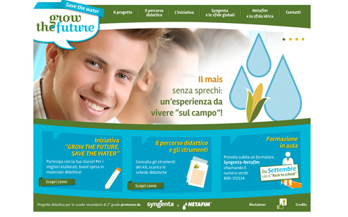 Homepage sito Grow the Future - Save the Water