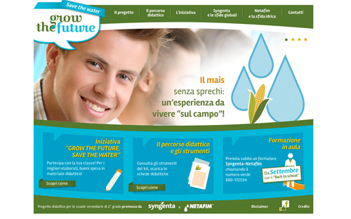 Homepage sito Grow the Future – Save the Water